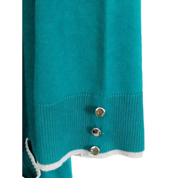 Christopher & Banks Plus Size 3X Teal Cardigan With Gray Trim & Button Detail - Picture 6 of 9